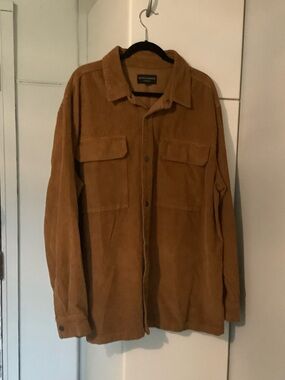 No Boundaries Men's Corduroy Shirt Jacket in Camel
